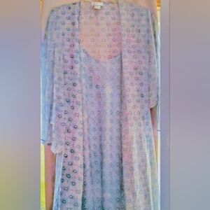 Jones New York Medium Sheer baby blue lite gray Robe & Nightie Set